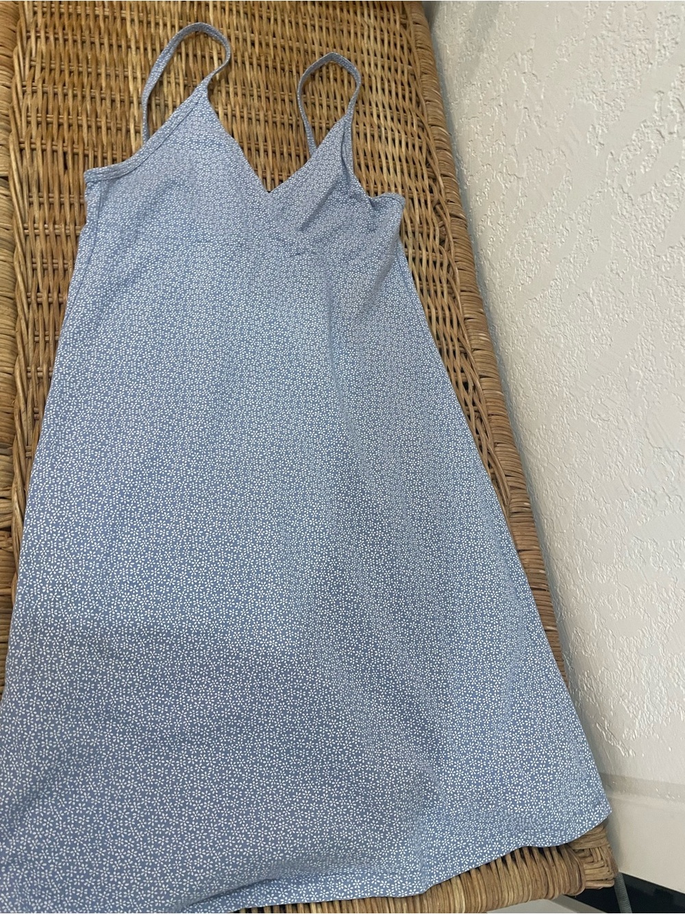 Brandy Melville Blue Spotted V-Neck Slip Dress